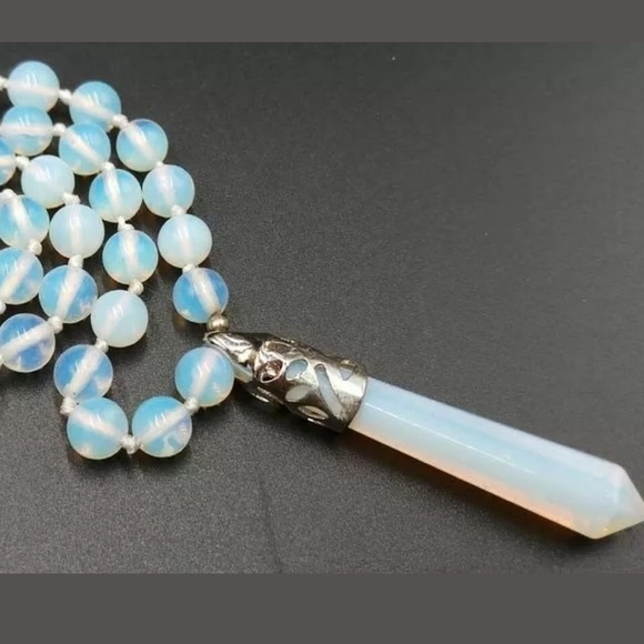 Boho Natural Opalite Pendant STATEMENT NECKLACE - Picture 5 of 6